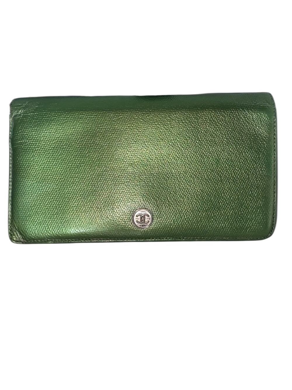 Chanel Metallic Green Leather Wallet
